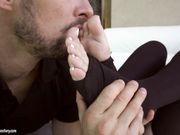 A Thing For Stockings 黑色裤袜女郎美足撸大屌