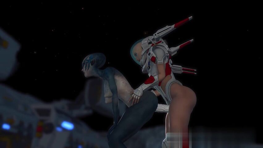 个外星人被一个穿着太空服的太空女搞得屁滚尿流