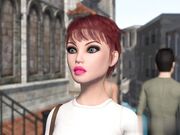 时尚女性在昂贵的海上别墅与侏儒发生性关系