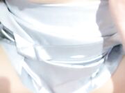 银色超短吊带裙浓浓精液射到最深处