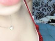 萌妹子双人秀大姨妈还没走只能口交了