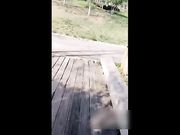 公园晨跑路边搭讪漂亮妹子 在树荫下野战不时有人路过非常刺激