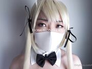 最近火爆极品女神《香港美少女》COS动漫极品萝莉穹妹 黑丝豪乳兔女郎后入