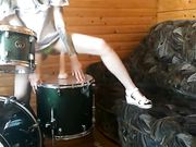 Dildo Riding on DRUMS! Drummer Doesnt know about